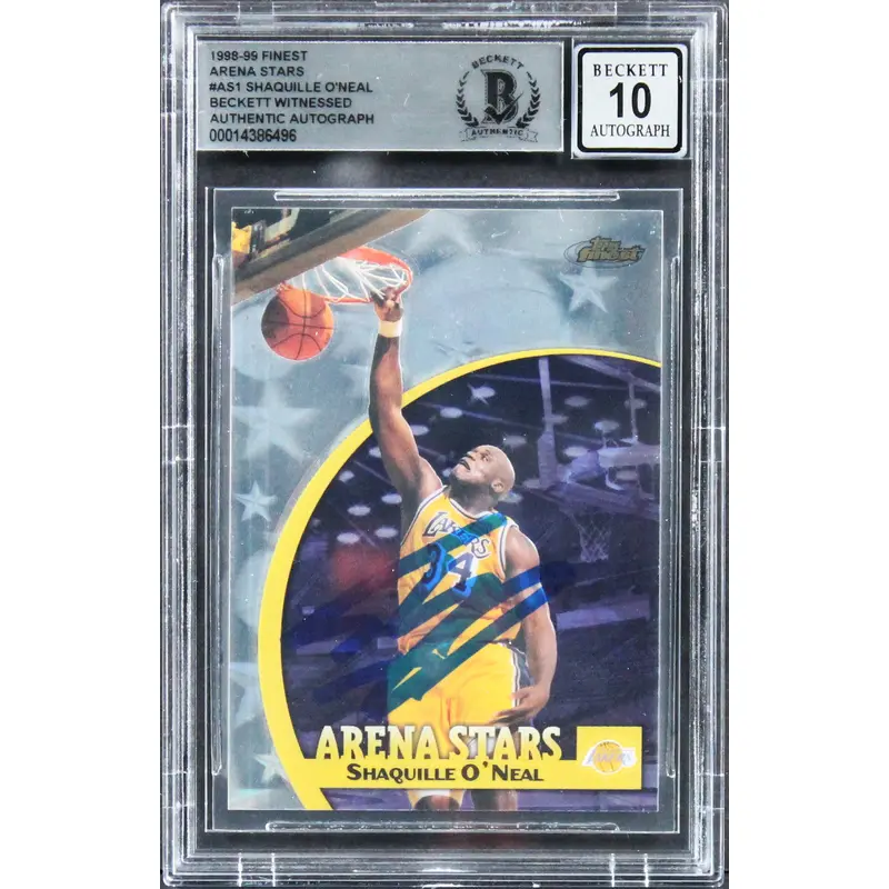 Shaquille O'Neal Signed 1998 Finest Arena Stars #AS1 Card Auto 10! BAS Slabbed