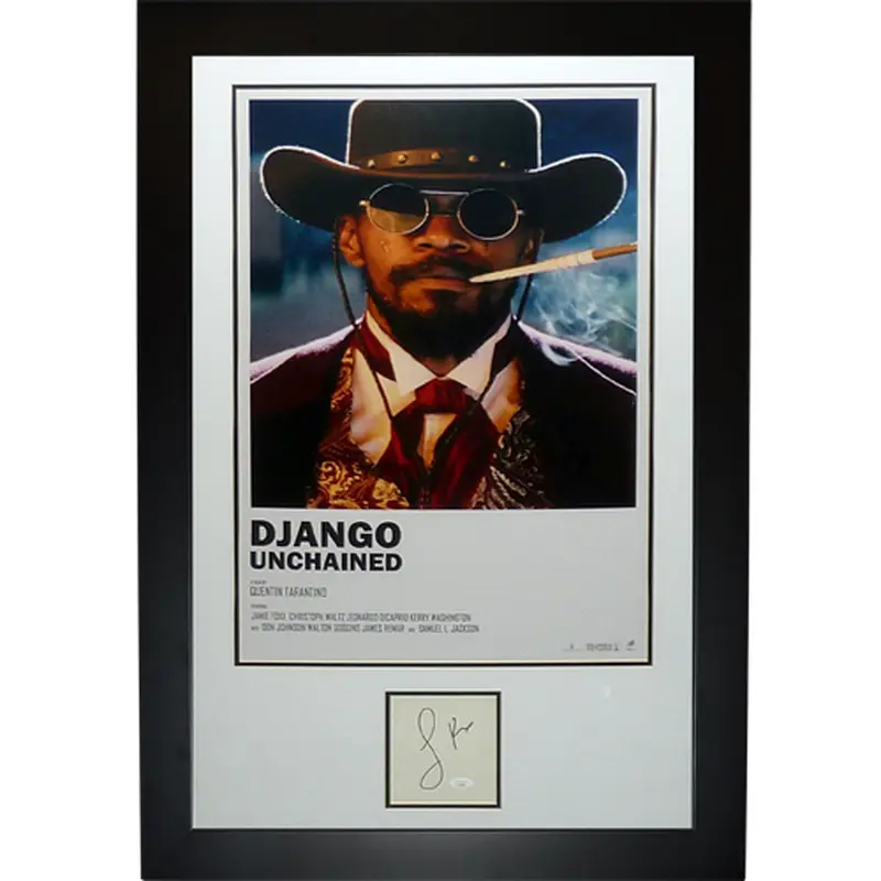 Django Unchained Large Movie Poster Deluxe Framed with Jamie Foxx Autograph - JSA