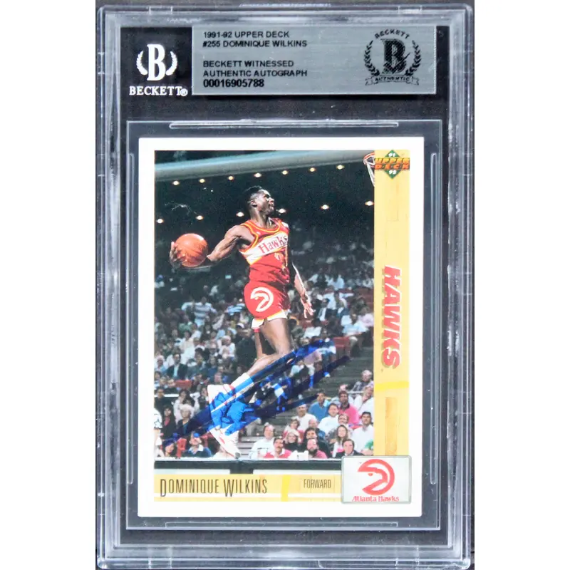 Hawks Dominique Wilkins Authentic Signed 1991 Upper Deck #255 Card BAS Slabbed