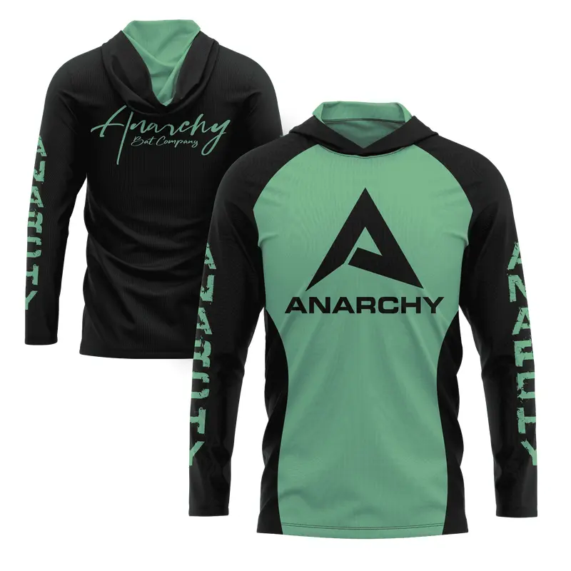 Anarchy Hooded Long Sleeve Tee - Mint/Black