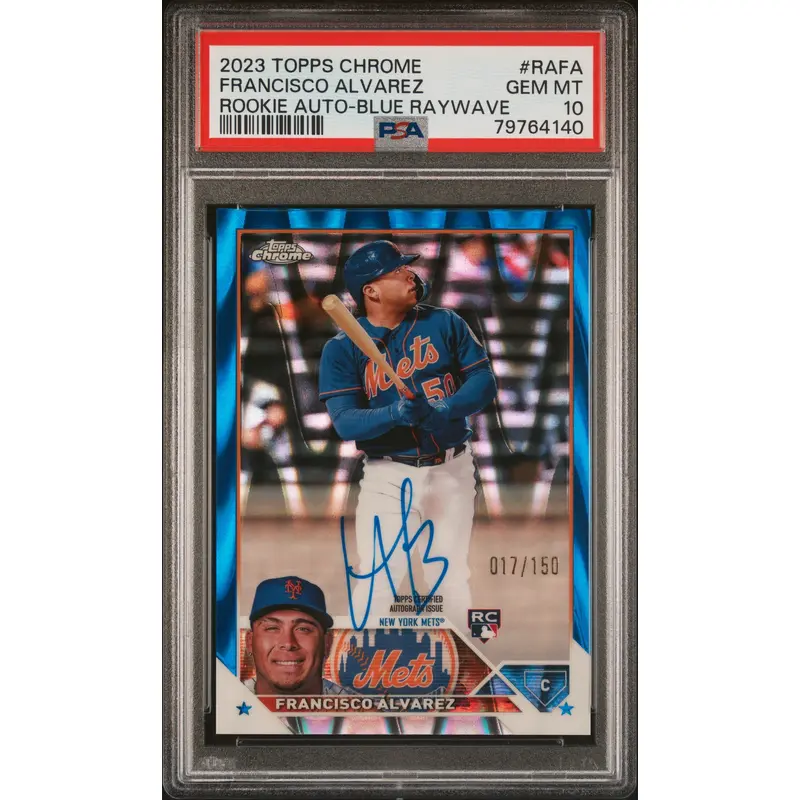 Francisco Alvarez 2023 Topps Chrome Blue Raywave Rookie Auto #17/150 PSA 10 Gem Mint