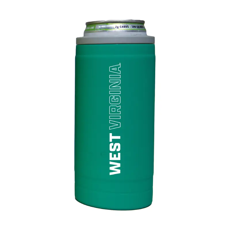 West Virginia 12oz Optic Stacked Soft Touch Slim Coolie
