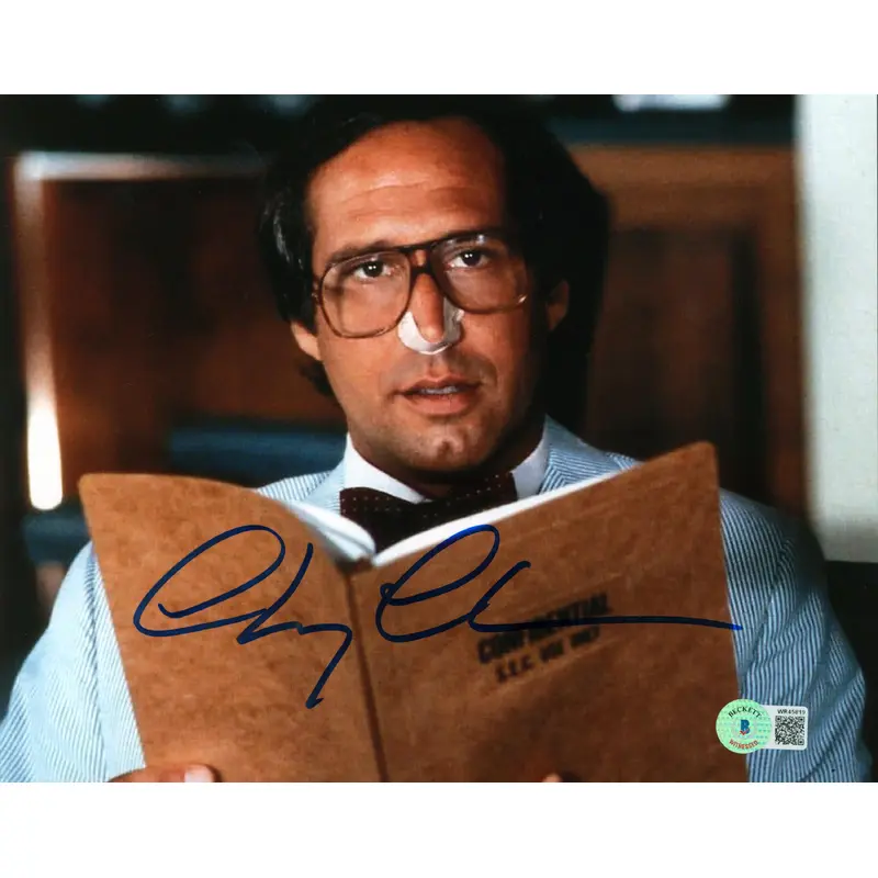 Chevy Chase Fletch Authentic Signed 8x10 Broken Nose Photo BAS Witnessed