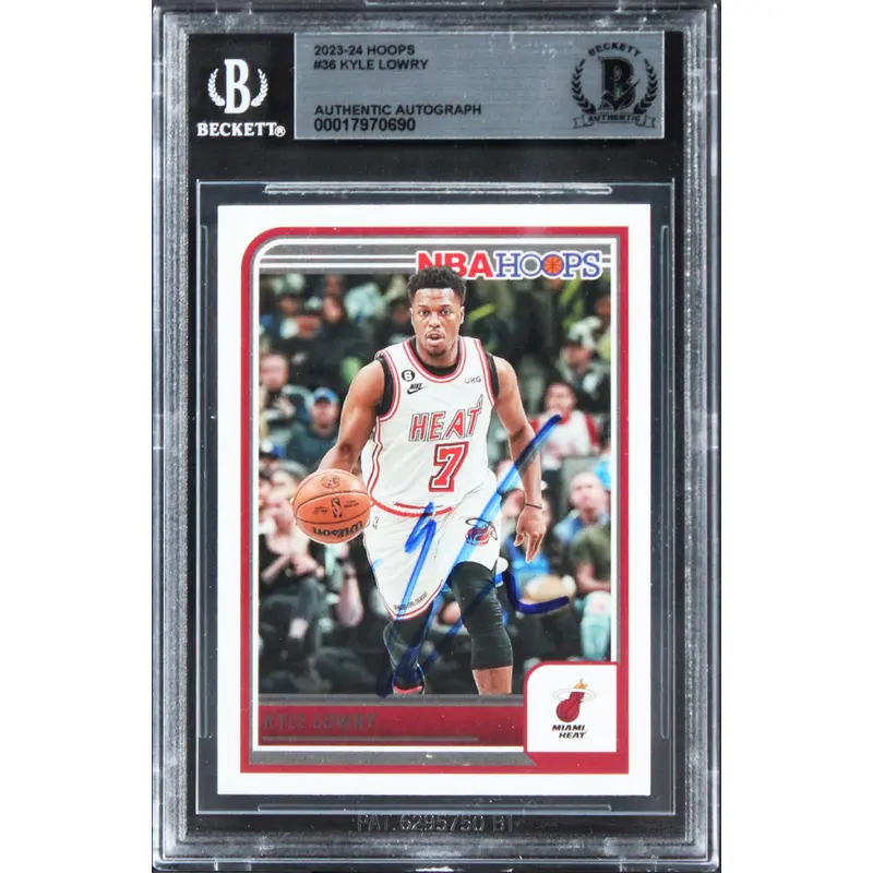 Heat Kyle Lowry Authentic Signed 2023 Hoops #36 Card BAS Slabbed