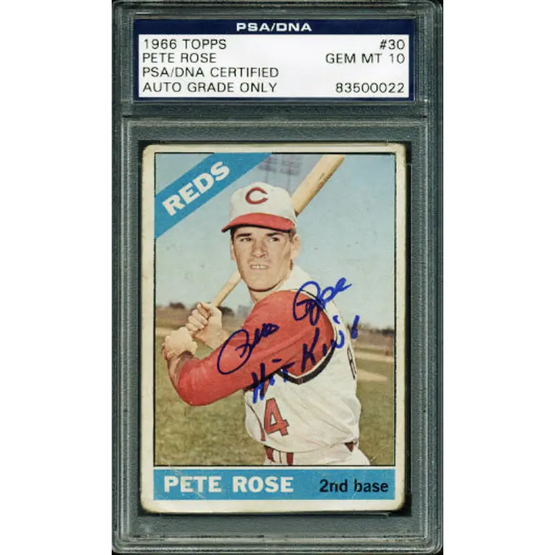 Pete Rose 'Hit King' Signed Card 1966 Topps #30 Auto Graded Gem Mt 10! PSA Slab