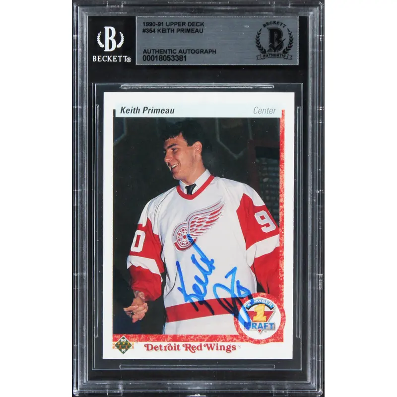 Red Wings Keith Primeau Signed 1990 Upper Deck #354 Rookie Card BAS Slabbed