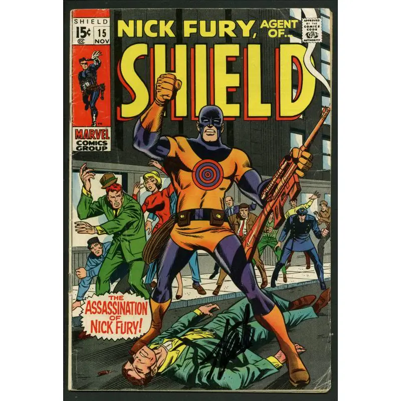 Stan Lee Signed Nick Fury Agent Of Shield #15 Comic Book Bullseye PSA #W18698