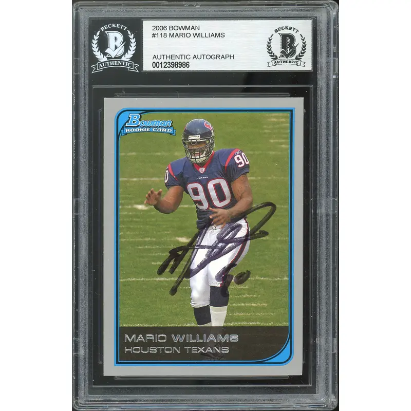 Texans Mario Williams Authentic Signed 2006 Bowman #118 Card BAS Slabbed