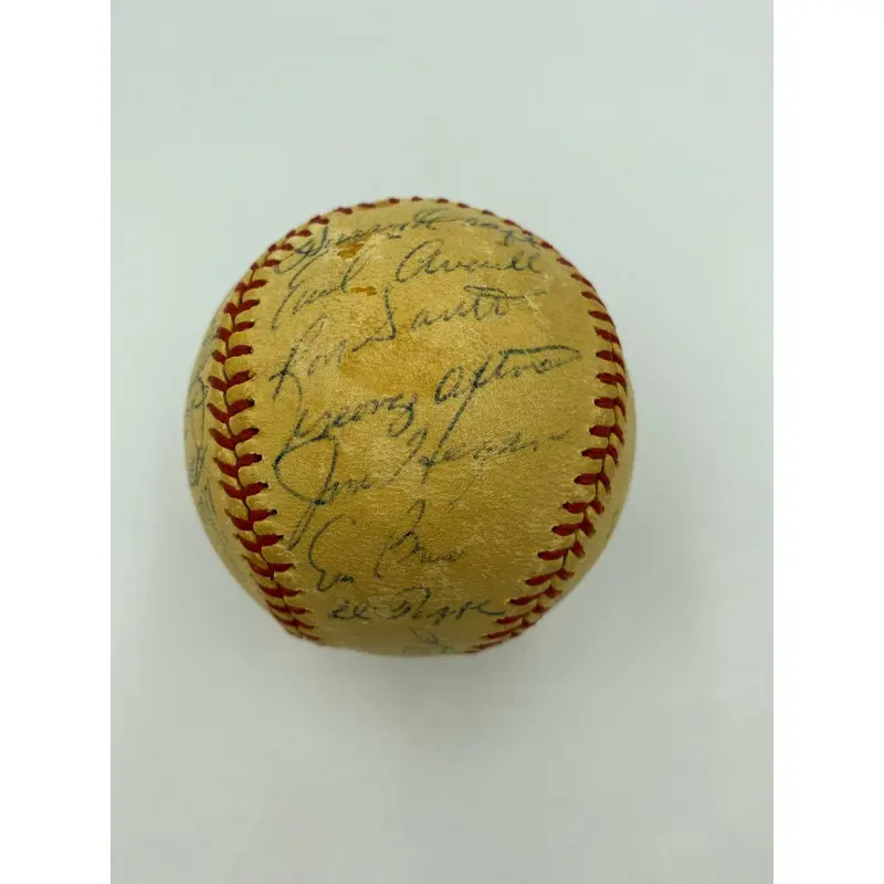 1960 Chicago Cubs Team Signed NL Baseball Ernie Banks Ron Santo With JSA COA
