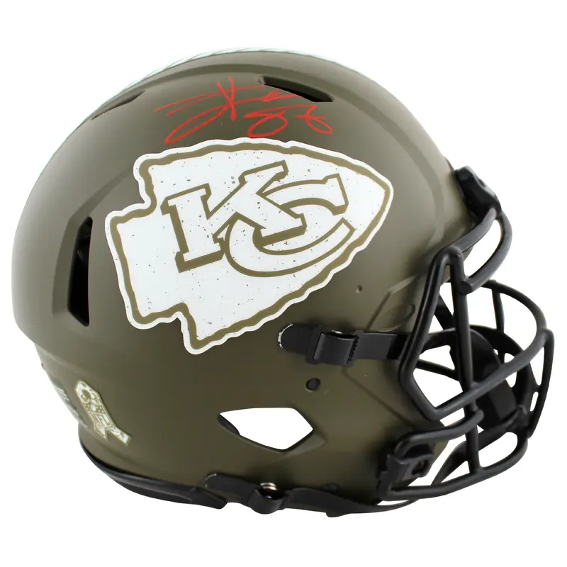 Chiefs Travis Kelce Signed Salute To Service F/S Speed Proline Helmet BAS Wit