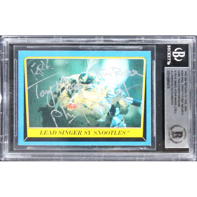 Star Wars (4) Tippett, McVey, Thatcher +1 Signed 1983 SW ROTJ #184 Card BAS Slab