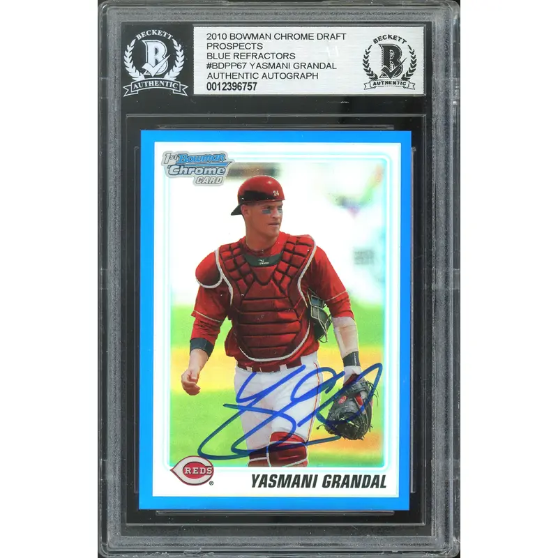 Yasmani Grandal Signed 2010 Bowman Chrome DP Refractors #BDPP67 RC Card BAS Slab