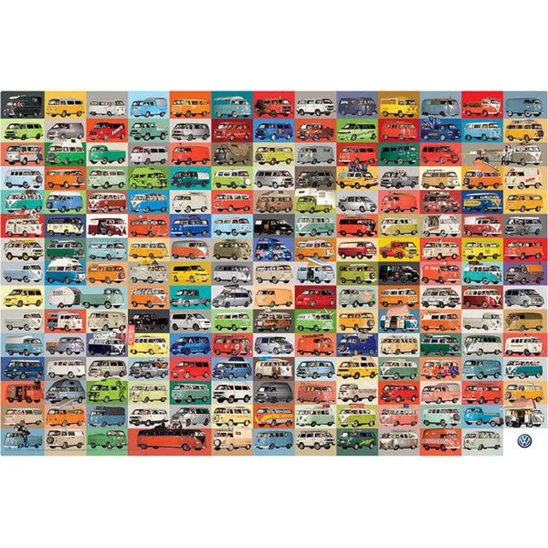 Volkswagen 194 Groovy Buses Vans Cars Autophile Collage Poster - Eurographics Inc.