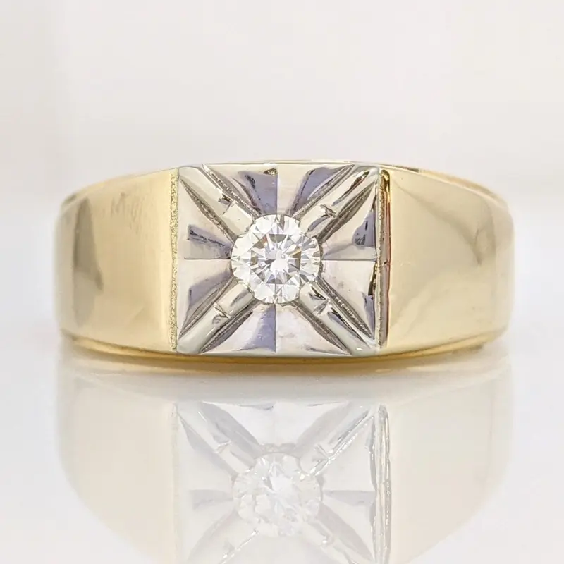 14K .17 CARAT TOTAL DIAMOND ROUND BOX HEAD ESTATE RING 9.4 GRAMS