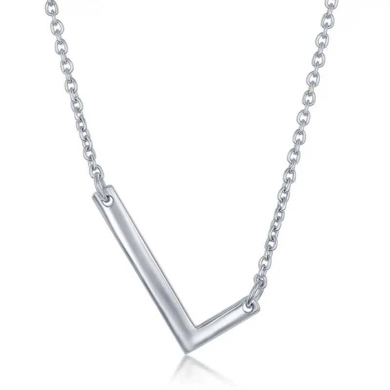Sterling Silver Sideways 'L' Initial Necklace