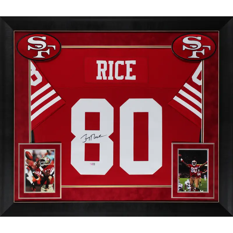 49ers Jerry Rice Authentic Signed Red Mitchell & Ness Framed Jersey Fanatics