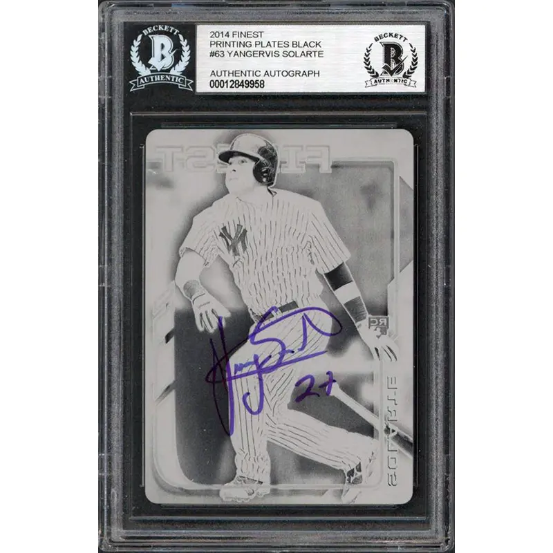 Yankees Yangervis Solarte Signed 2014 Finest PP Black #63 RC BAS Slabbed