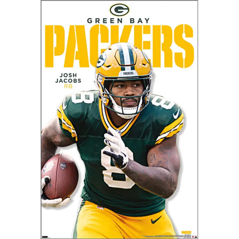 Josh Jacobs "Trail Blazer" Green Bay Packers NFL Action Wall Poster - Costacos 2025