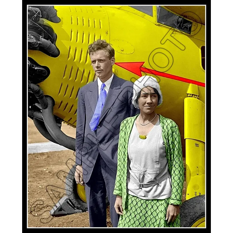 1929 Charles Lindbergh Colorized 8X10 Photo - Wife - 2850