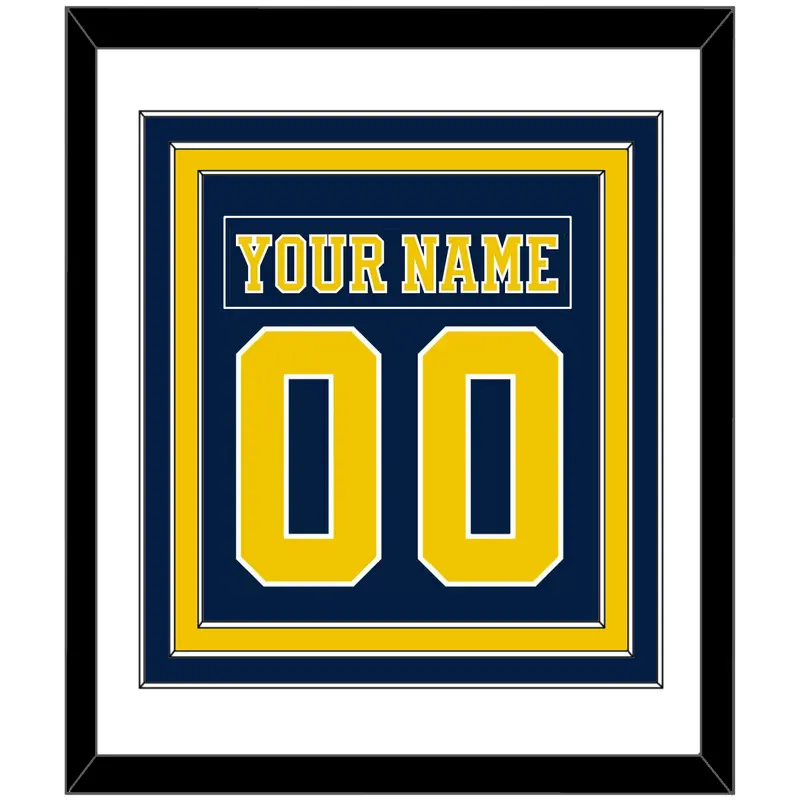 Michigan Hockey Nameplate & Number (Back) Combined - Road Blue - Triple Mat 1