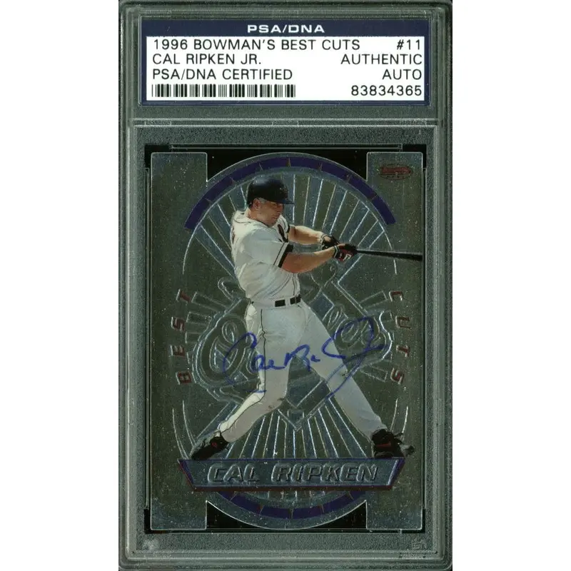 Orioles Cal Ripken Jr. Signed Card 1996 Bowman's Best Cuts #11 PSA/DNA Slabbed