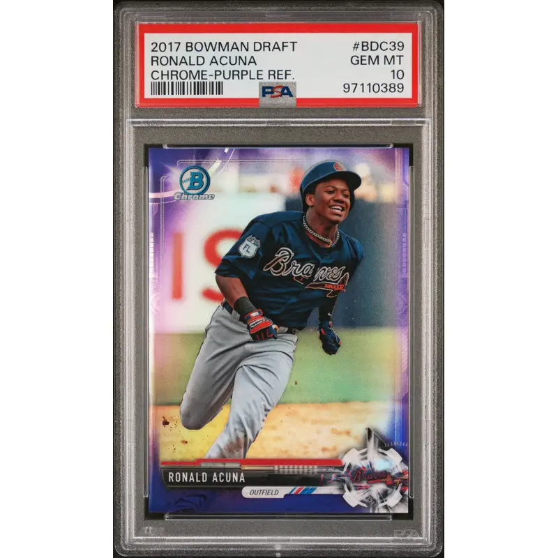 Ronald Acuna Jr. 2017 Bowman Chrome Draft Purple Refractor #107/250 PSA 10 Gem Mint