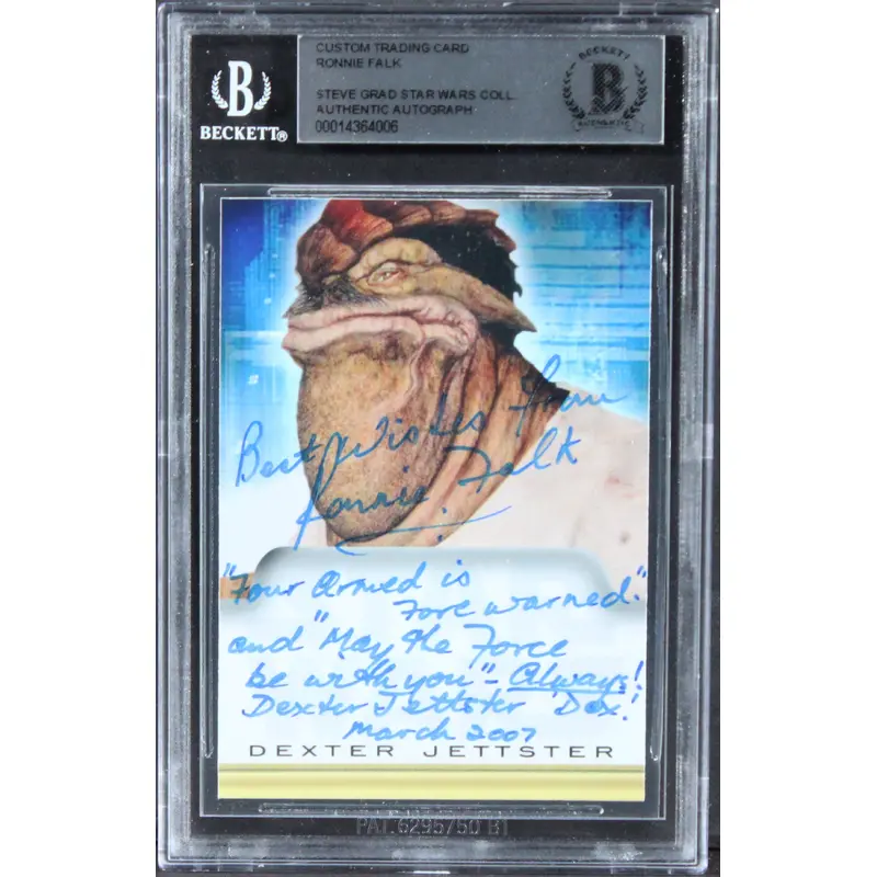Ronnie Faulk Star Wars W/ Inscription Signed Custom Trading Card BAS Slabbed 2