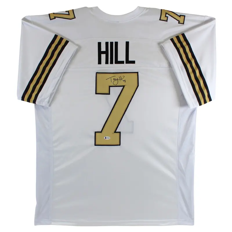 Taysom Hill Authentic Signed White Pro Style Jersey Autographed BAS Witnessed