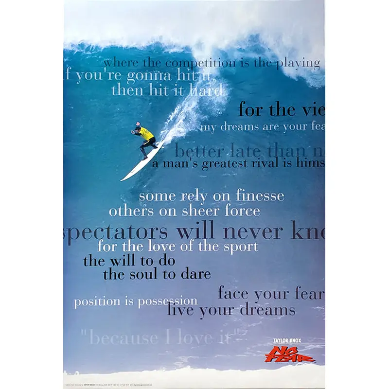 Taylor Knox "For the Love of Sport" Surfing Action Inspirational Poster - No Fear 1998