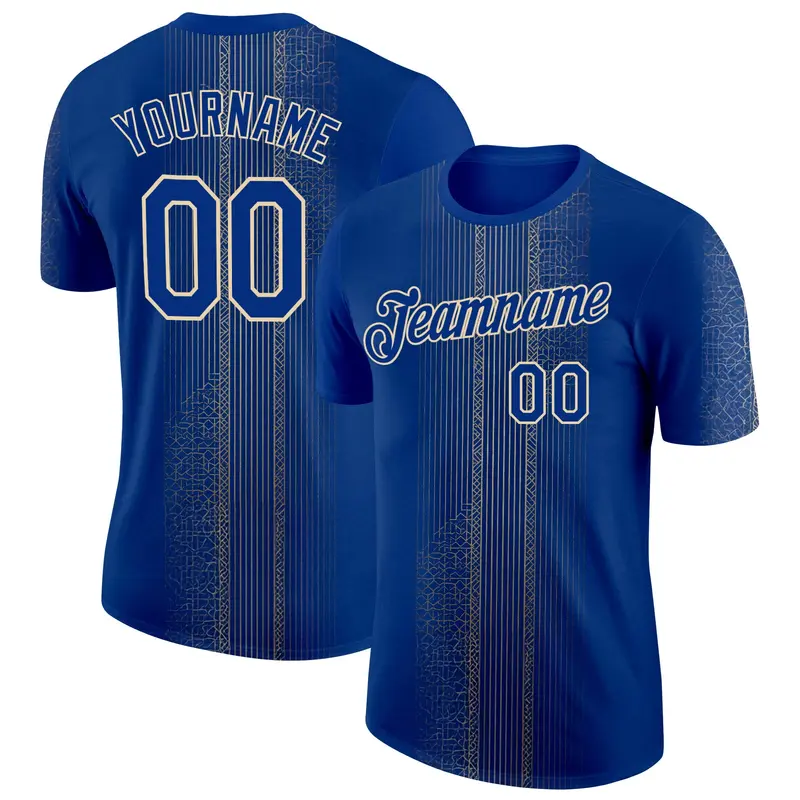 Custom Blue Royal-City Cream 3D Pattern Design Brazil Sport Wear Performance T-Shirt