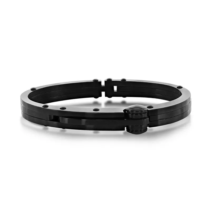 Stainless Steel Polished Bracelet - Black Plated