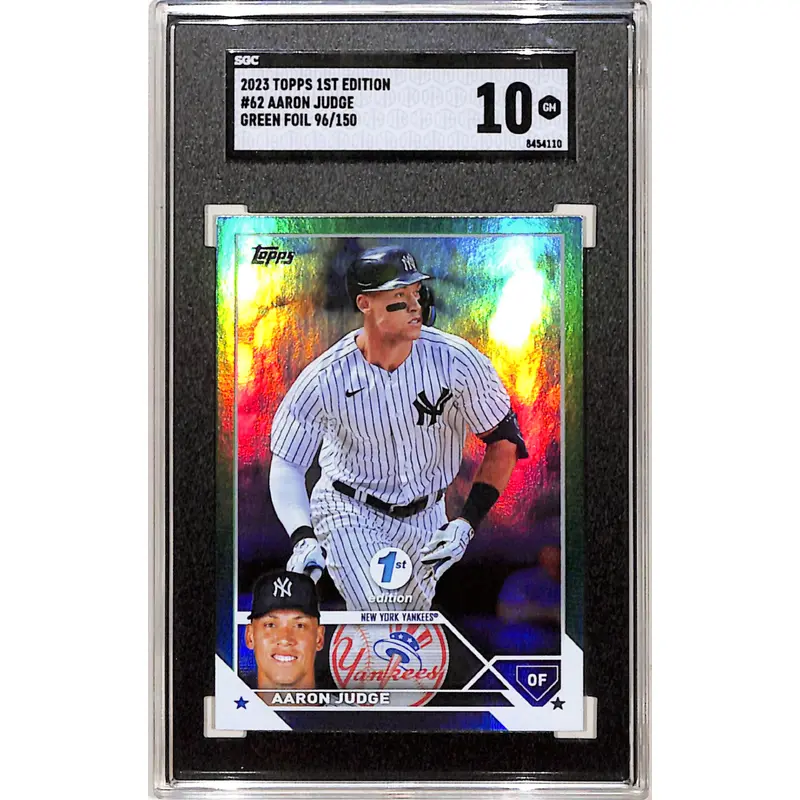 Aaron Judge 2023 Topps 1st Edition Green Foil #96/150 SGC 10 Gem Mint