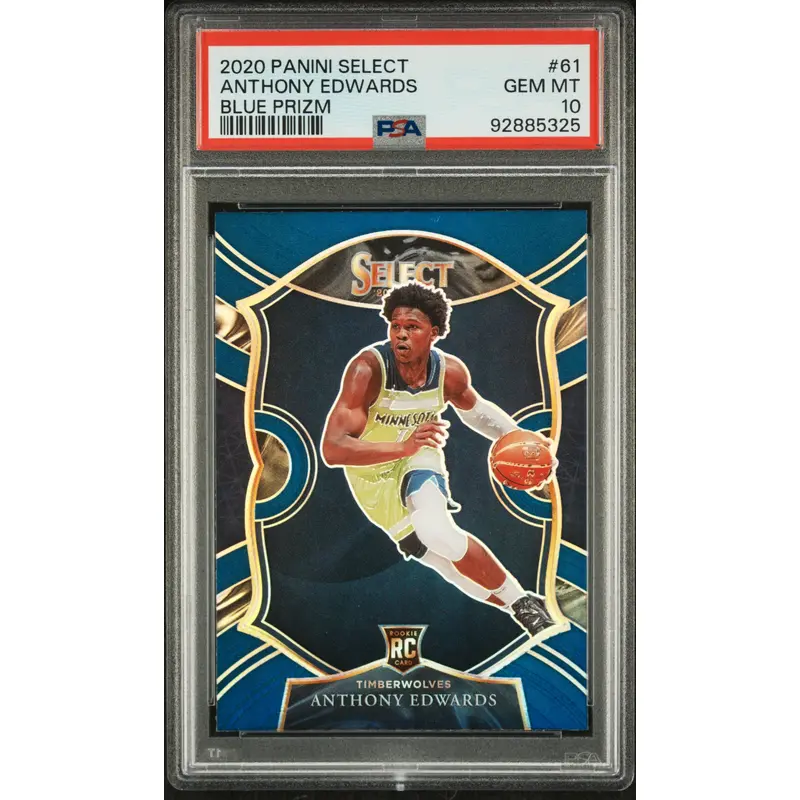 Anthony Edwards 2020 Panini Select Blue Prizm Rookie #61 PSA 10 Gem Mint