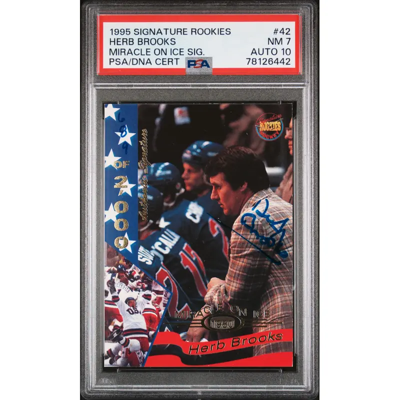 Herb Brooks 1995 Signature Rookies Miracle Auto PSA 7 Auto 10