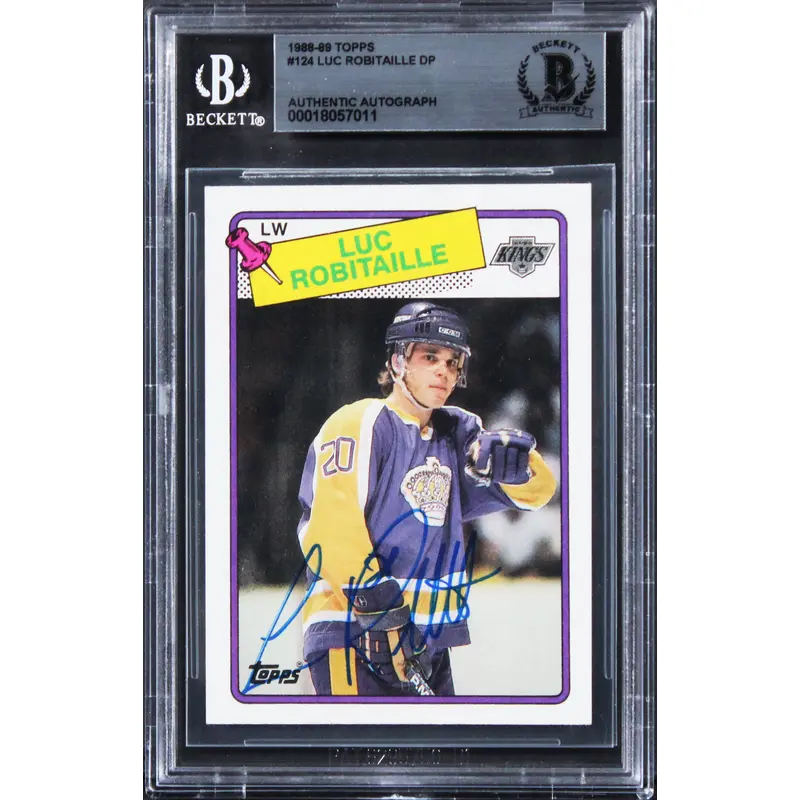 Kings Luc Robitaille Authentic Signed 1988 Topps #124 Card BAS Slabbed 2