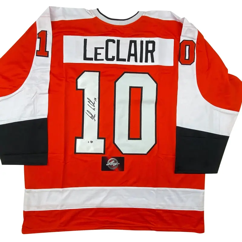 John Leclair Autographed Philadelphia Flyers (Orange #10) Jersey