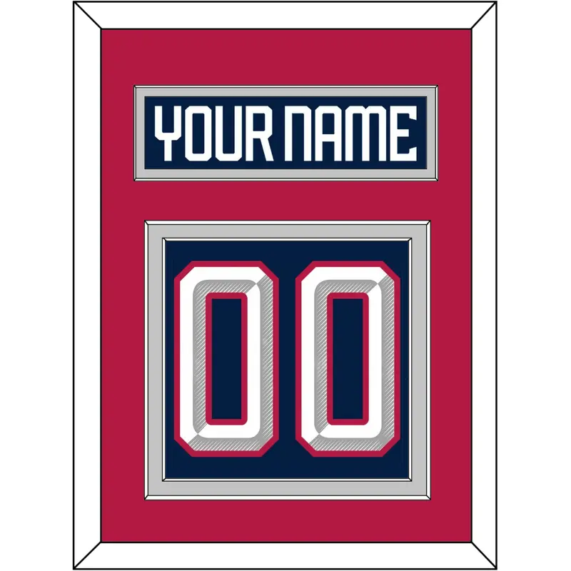 United States Men's Hockey Nameplate & Number (Back) - 2025 4 Nations Blue - Double Mat 3