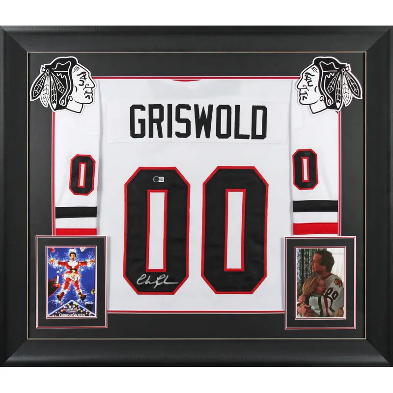 Chevy Chase Christmas Vacation Signed Santa Clark Griswold Framed Jersey BAS Wit