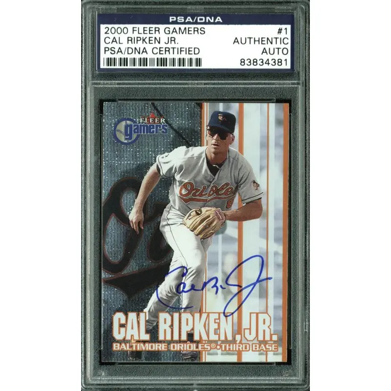 Orioles Cal Ripken Jr. Authentic Signed Card 2000 Fleer Gamers #1 PSA Slabbed