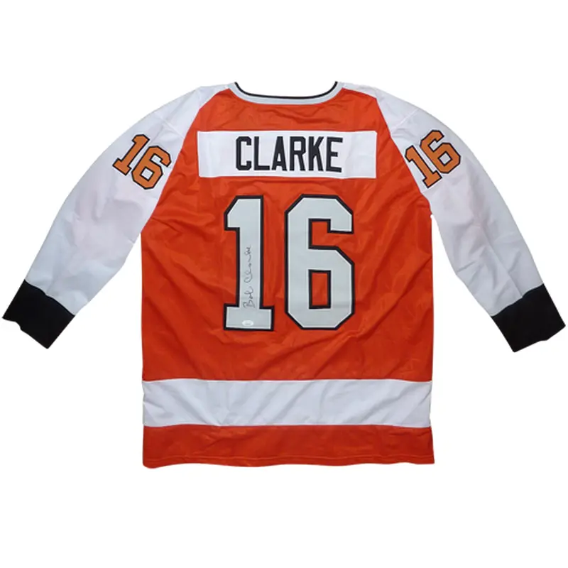 Bobby Clarke Autographed Philadelphia (Orange #16) Custom Hockey Jersey - JSA
