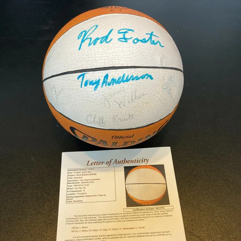 197980 UCLA Bruins NCAA Champs Team Signed Official Final Four Basketball JSA