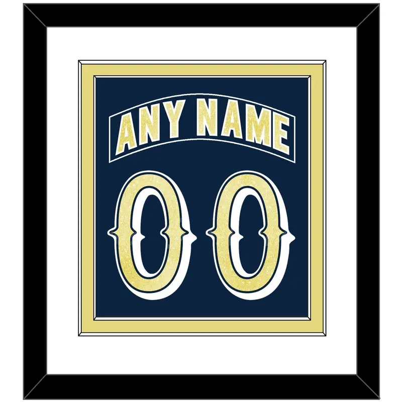Notre Dame Hockey Nameplate & Number (Back) Combined - Road Blue - Double Mat 1