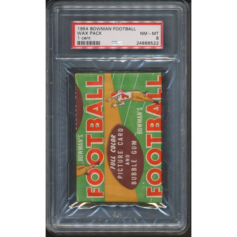 1954 Bowman Football Unopened 1 Cent Wax Pack PSA 8