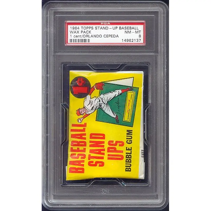 1964 Topps Baseball Stand Up Unopened 1 Cent Wax Pack PSA 8
