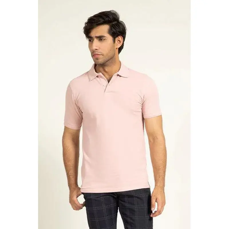 Pink Pleated Collar Polo