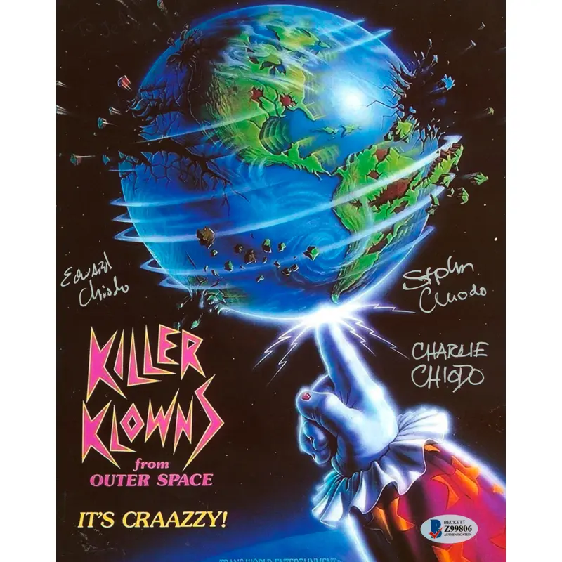 (3) Chiodo Brothers Killer Klowns From Outer Space Signed 8x10 Photo BAS #Z99806
