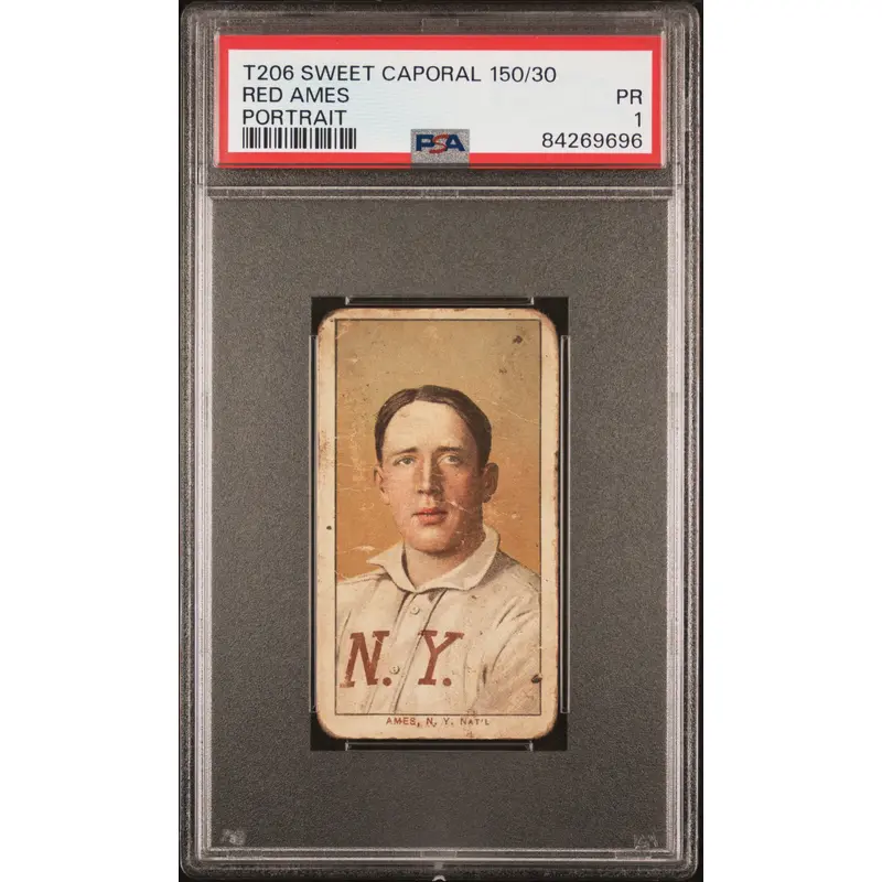 Red Ames 1909-11 T206 Sweet Caporal 150/30 Portrait PSA 1 Poor