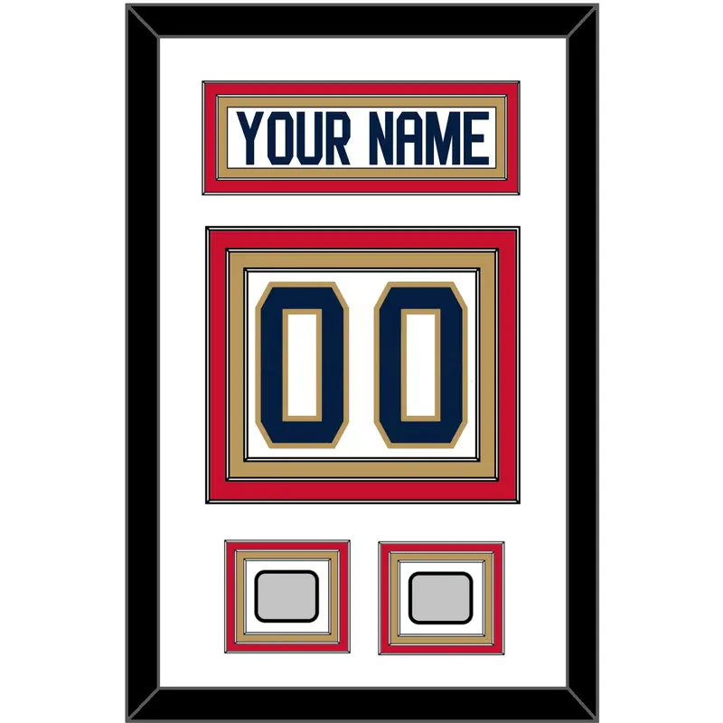 Florida Nameplate, Number (Back) & 2 Stanley Cup Finals Patches - Road White - Triple Mat 1