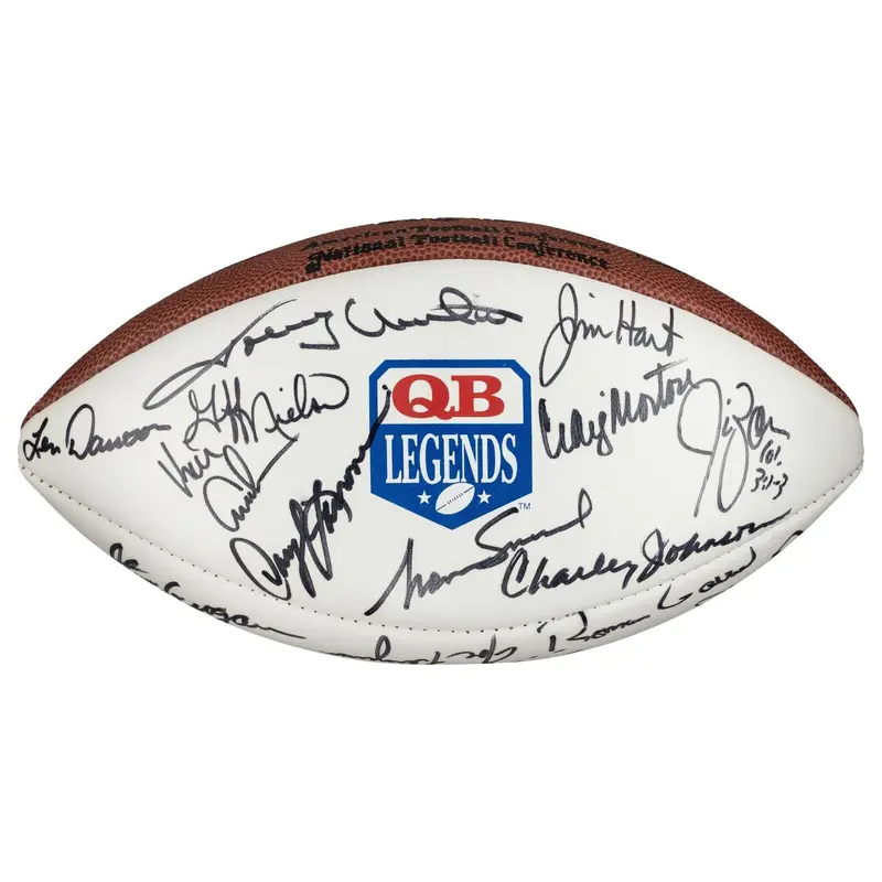 Quarterback Hall Of Fame Legends Signed Football Johnny Unitas Len Dawson BAS