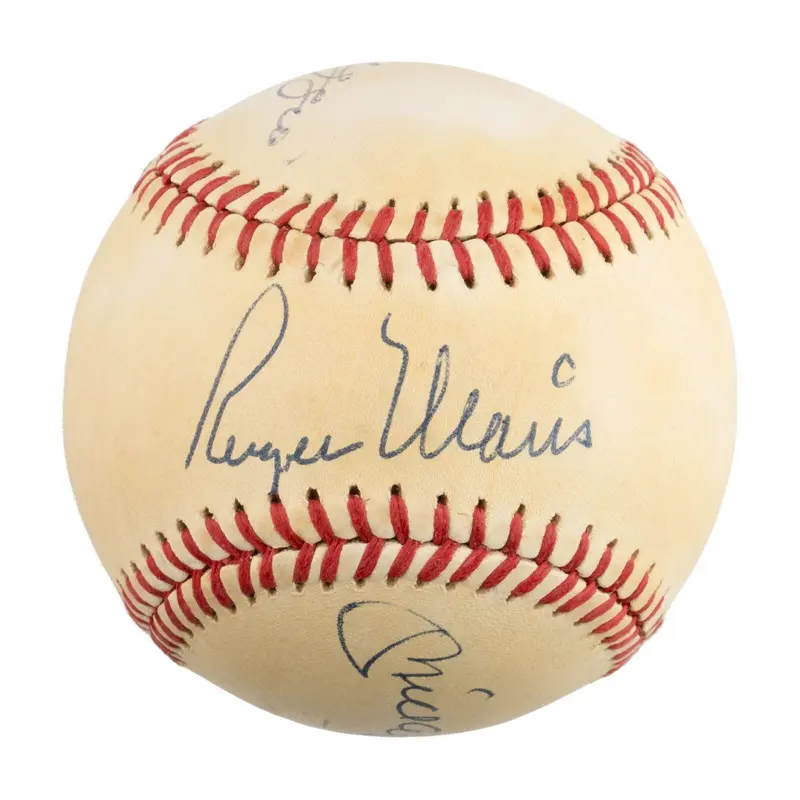 Roger Maris Mickey Mantle & Joe Dimaggio Signed American League Baseball JSA COA